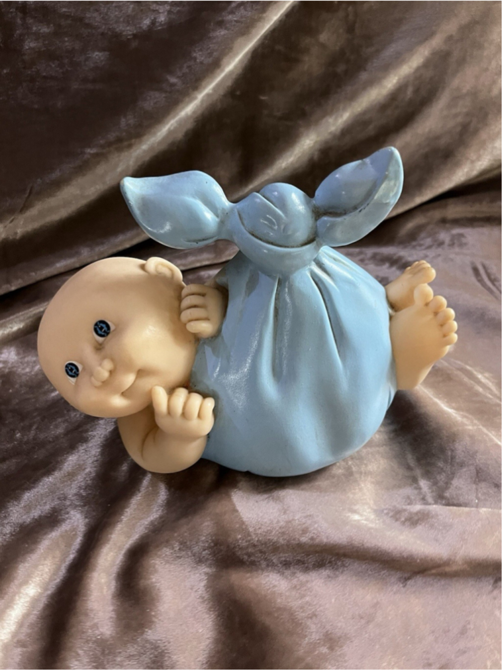 Cute Vintage 1983 Star Power Cabbage Patch Baby Boy in A Blue Blanket Coin Bank